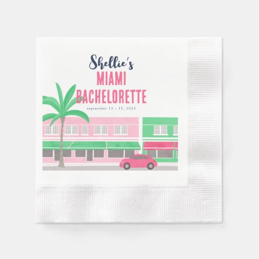 Treffen Sie mich in Miami Bachelorette Serviette (Vorderseite)
