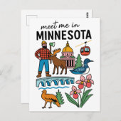 Treffen Sie mich in Minnesota Loon Moose Lumberjac Postkarte (Vorne/Hinten)