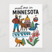 Treffen Sie mich in Minnesota Loon Moose Lumberjac Postkarte (Vorderseite)