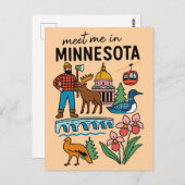 Treffen Sie mich in Minnesota Loon Moose Lumberjac Postkarte (Vorne/Hinten)