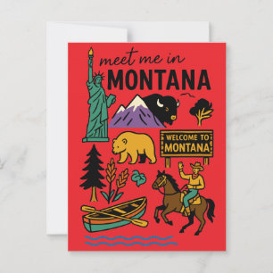 Treffen Sie mich in Montana Vintage Cowboy State R Postkarte