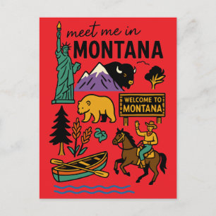 Treffen Sie mich in Montana Vintage Cowboy State R Postkarte