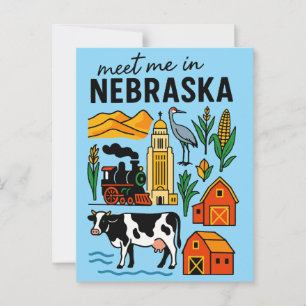 Treffen Sie mich in neuen Nebraska Retro Sehenswür Postkarte