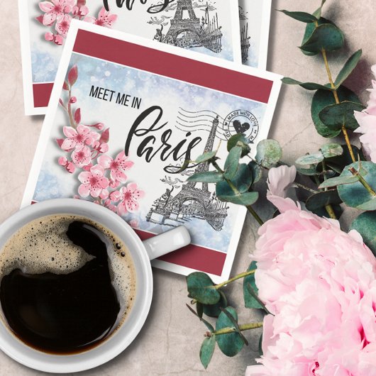 Treffen Sie mich in Paris Cocktail Napkin Serviette