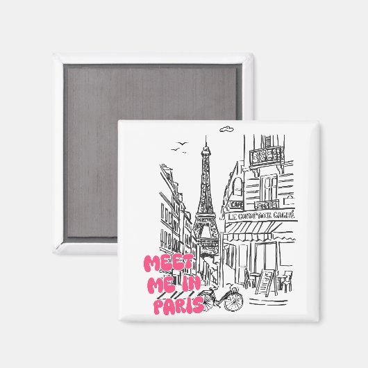 Treffen Sie mich in Paris – Eiffelturm & Kaffeesal Magnet (Vorderseite/Rückseite)