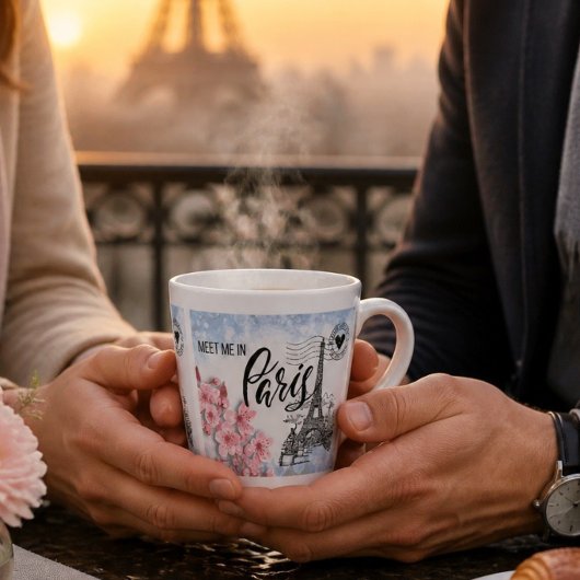 Treffen Sie mich in Paris Latte Tasse