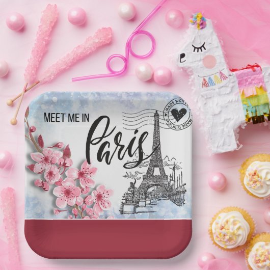 Treffen Sie mich in Paris Paper Plate Pappteller (Party)