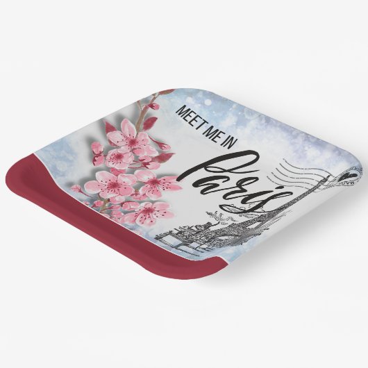 Treffen Sie mich in Paris Paper Plate Pappteller (Gewinkelt)