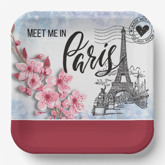 Treffen Sie mich in Paris Paper Plate Pappteller (Vorderseite)