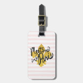 Treffen Sie mich in Parisschwarzem und -gold Gepäckanhänger (Vorderseite vertikal)