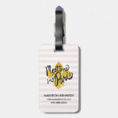 Treffen Sie mich in Parisschwarzem und -gold Gepäckanhänger (Rückseite vertikal)