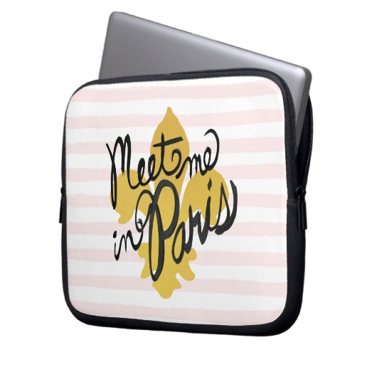 Treffen Sie mich in Parisschwarzem und -gold Laptopschutzhülle (Vorderseite Links)