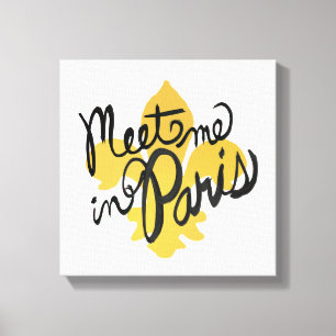 Treffen Sie mich in Parisschwarzem und -gold Leinwanddruck