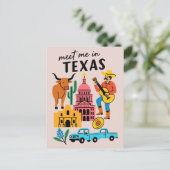 Treffen Sie mich in Texas Retro Cowboy Austin Postkarte (Stehend Vorderseite)