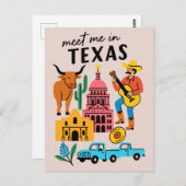 Treffen Sie mich in Texas Retro Cowboy Austin Postkarte (Vorne/Hinten)
