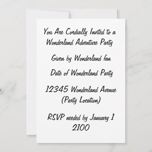 Treffen Sie mich in Wonderland (Mad Hatter Running Einladung (Rückseite)