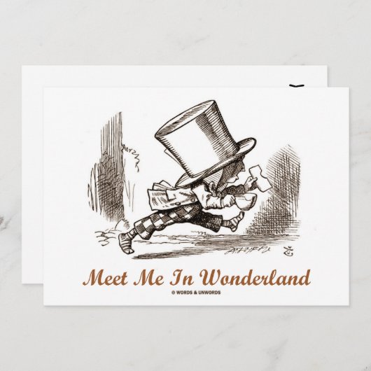 Treffen Sie mich in Wonderland (Mad Hatter Running Einladung (Vorne/Hinten)