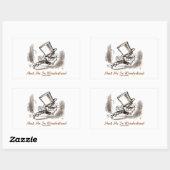 Treffen Sie mich in Wonderland (Mad Hatter Running Rechteckiger Aufkleber (Blatt)