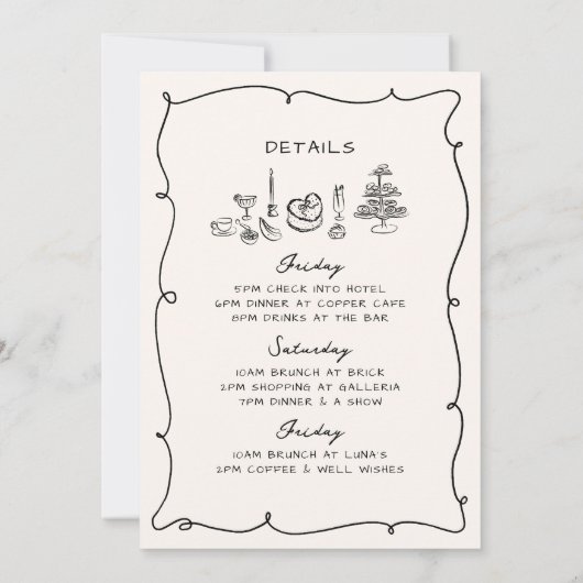 Treffen Sie mich mit New York Hand Drawn Chic Bach Einladung (Rückseite)