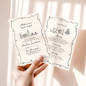 Treffen Sie mich mit New York Hand Drawn Chic Bach Einladung