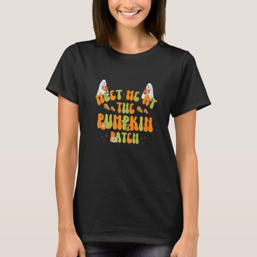 Treffen Sie mich mit Niedlichem Pumpkin Patch Ghos T-Shirt (Vorderseite)