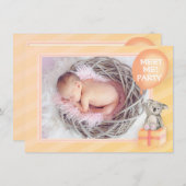 Treffen Sie mich neue Baby Ankündigung orange koal (Vorne/Hinten)