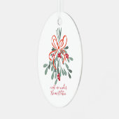 Treffen Sie mich unter dem Mistletoe-Foto Ornament Aus Metall (Vorderseite links)