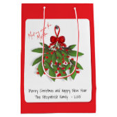 Treffen Sie mich unter dem Mistletoe frohe Weihnac Mittlere Geschenktüte (Rückseite)