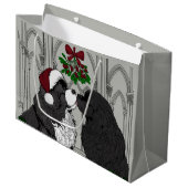 Treffen Sie mich unter dem mistletoe Neufundland Große Geschenktüte (Vorderseite Schrägansicht)