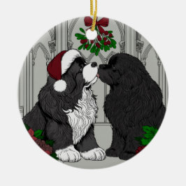 Treffen Sie mich unter dem mistletoe Neufundland Keramik Ornament