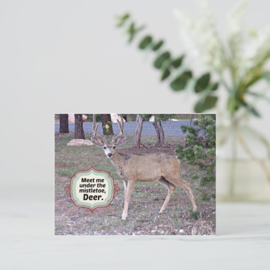 Treffen Sie mich unter dem Mistletoe Postkarte (Stehend Vorderseite)