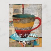 Treffen Sie mich zum Kaffeekorb Postkarte (Vorderseite)