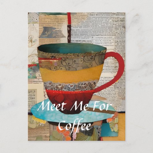 Treffen Sie mich zum Kaffeekorb Postkarte (Vorderseite)