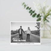 Treffen Sie uns auf der Altar Save the Date Postka Postkarte (Stehend Vorderseite)