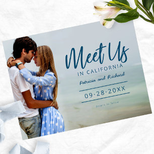 Treffen Sie uns bei der Hochzeit am Zielort Save T Postkarte