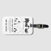 Treffen Sie uns Forest Wedding Calligraphy Save th Gepäckanhänger (Vorderseite (Horizontal))