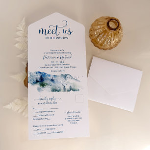 Treffen Sie uns im Wald Hochzeit im Freien All In One Einladung
