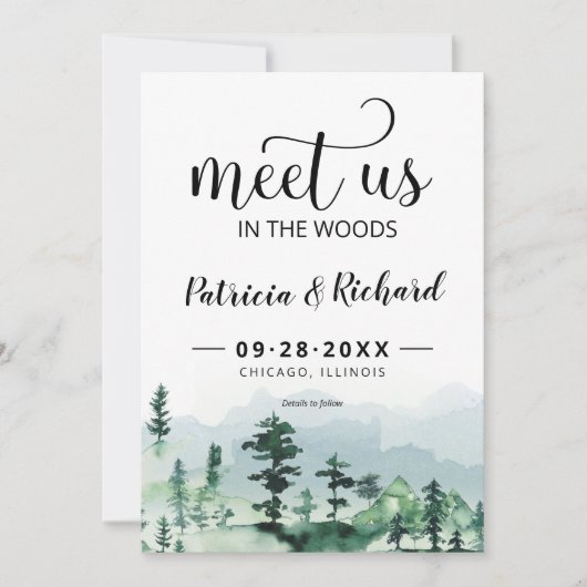 Treffen Sie uns im Wald im Freien Hochzeit retten (Vorderseite)