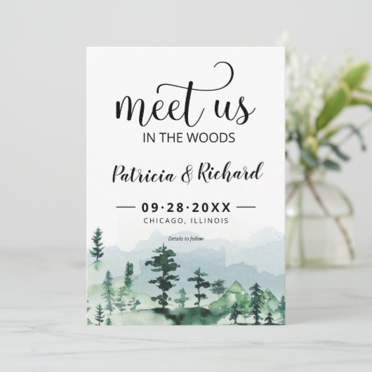 Treffen Sie uns im Wald im Freien Hochzeit retten (Stehend Vorderseite)