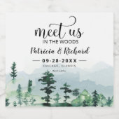 Treffen Sie uns im Wald im Freien Hochzeit retten Alkoholflaschenetikett (Einzelnes Label)