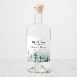 Treffen Sie uns im Wald im Freien Hochzeit retten Alkoholflaschenetikett