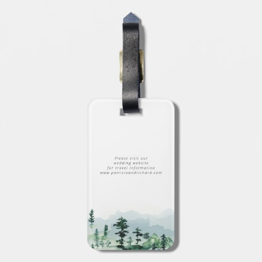 Treffen Sie uns im Wald im Freien Hochzeit retten Gepäckanhänger (Rückseite vertikal)