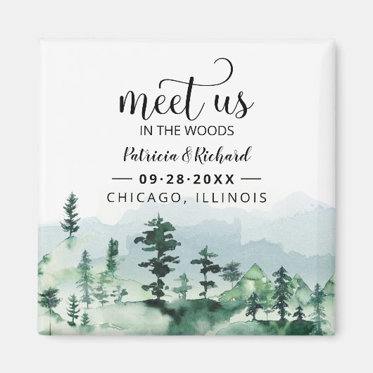 Treffen Sie uns im Wald im Freien Hochzeit retten  Magnet (Vorne)