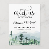 Treffen Sie uns im Wald im Freien Hochzeit retten Postkarte (Vorderseite)