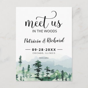 Treffen Sie uns im Wald im Freien Hochzeit retten  Postkarte