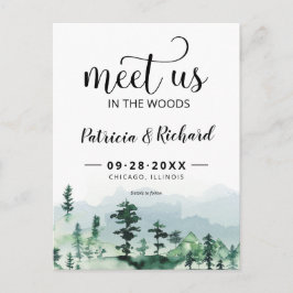 Treffen Sie uns im Wald im Freien Hochzeit retten Postkarte