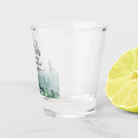 Treffen Sie uns im Wald im Freien Hochzeit retten  Schnapsglas (Rechts)