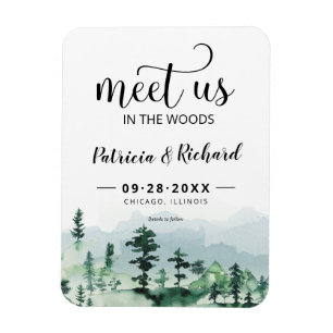 Treffen Sie uns im Wald Outdoor-Hochzeit Save The  Magnet
