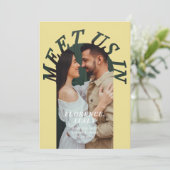 Treffen Sie uns im Zielbogen-Foto Citrus-Hochzeit Save The Date (Stehend Vorderseite)