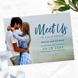 Treffen Sie uns in Hochzeit in Urlaubsort Save the Einladung